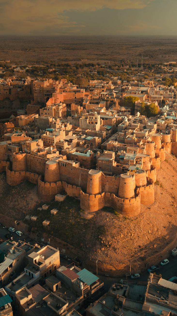 aerial view of brown concrete houses