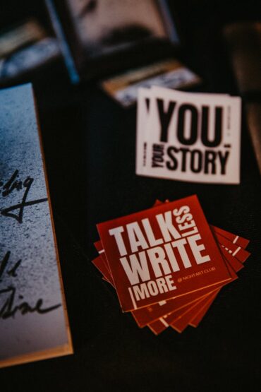 Always Say Less Than Necessary, inspirational sticker display with motivational quotes